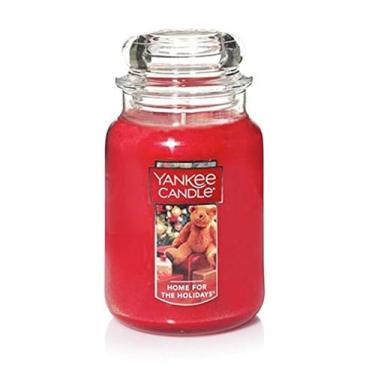Imagem de Yankee Candle Vela Perfumada Home For The Holidays, Especiarias Festivas de Canela e Cravo, Cera Premium, 150 Horas, Vermelho, L Jar