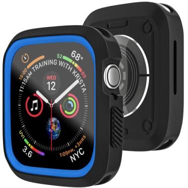 Imagem de D & K Exclusives Capa para Apple Watch Series 8 Series 7 à prova de choque capa protetora esportiva para iWatch mulheres, homens e crianças GPS iWatch 45 mm, preto, azul