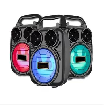 Imagem de Caixa de Som Bluetooth Portatil Carregamento USB Bateria e Entrada Pen Drive Caixinha de Som Led colorido mini, Fm Cartao Sd