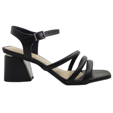 Imagem de Sandália Feminina Casual Dia a Dia Salto Grosso Médio Tiras Finas Ramarim 2428203