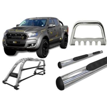 Imagem de Kit Quebra Mato Estribo Oval Santo Antônio H3 Ranger 13/20 Cromado - H