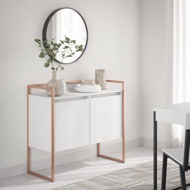 Imagem de Aparador Buffet 2 Portas Industrial Roma Branco Cobre