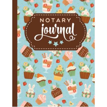 Imagem de Notary Journal: 8.5x11 Large Notarial Logbook/With 200 Numbered Pages - Two Record Logs Per Page / 400 Records/Ledger Book Gift For Signing Agents ... Easter Bunny Rabbit - Snack Food Pattern