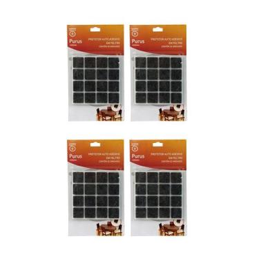 Imagem de Kit 128 Feltro Protetor Adesivo Pé Sofá Cadeira Mesa Quadrado - RT