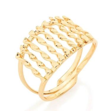 Imagem de Anel banhado ouro 3x 24k 18k e 22k feminino rommanel vários fios torci