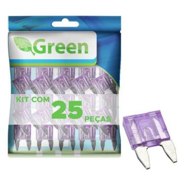 Imagem de 25x Fusível Automotivo Lâmina Mini Kit Com 25 Peças 35amp - GREEN