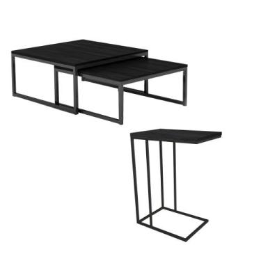 Imagem de Kit Industrial Duo Mesa De Centro Catarina 35x135 E Mesa Lateral Encai