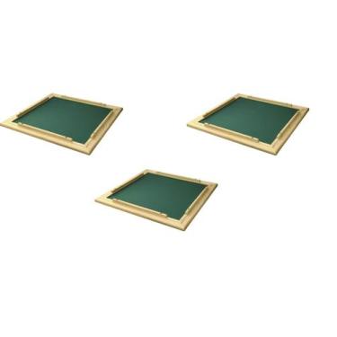Imagem de CONJ 3 Tabuleiros de Mesa Para DOMINÓ Com Feltro Verde 66x66 cm 7009 -