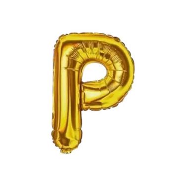 Imagem de Balão Metalizado Dourado Letra Decoração Festa 55 cm  - Alia, Letra P