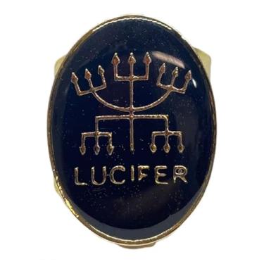 Imagem de Meta Atacado, Anel Dourado Ajustável Orixá Exú 2,7 cm em Metal - Selecione Cor:Exú Lúcifer