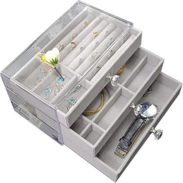 Imagem de Porta Jóias Maleta Portátil Fechadura Luxo 3 gavetas veludo - SWEET HO