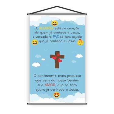 Imagem de Banner Religioso Alegria, P E Amor A Jesus 120X65Cm - Plimshop