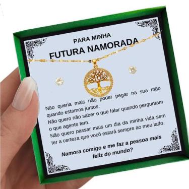 Imagem de Colar Ouro Árvore da Vida Presente Pedido de Namoro + Dedicatória - Ar