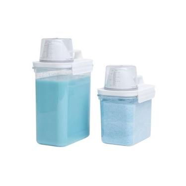 Imagem de Kit com 2 porta sabão em pó com copo dosador e travas - Oikos, U, BRAN