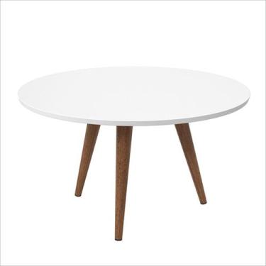 Imagem de Mesa de Centro Decorativa Slim Branco Redonda Pés Palito - Patrimar Mó