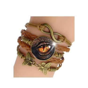 Imagem de Pulseira Feminina Olho do Dragão Reptiliano Smaug Ajustável - RECANTO 