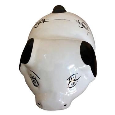 Imagem de Cofre Porquinho em Cerâmica Decorativo de Moedas - Black - Retrofenna 