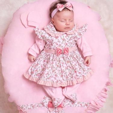 Imagem de Saída de Maternidade para Bebê Menina Amora Floral 05 Peças - Pandora 