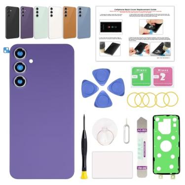 Imagem de GREEN FUSION Compatível com substituição da capa traseira do Galaxy S23 FE, S23 FE 5G SM-S711, porta de vidro traseira com lente de câmera pré-instalada, ferramentas de reparo e instruções, roxo
