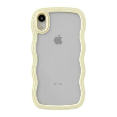 Imagem de Caseative Capa para iPhone Xr, linda moldura ondulada encaracolada à prova de choque macia compatível com capa para iPhone (amarelo, iPhone Xr)