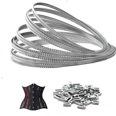 Imagem de Espartilho de aço metálico de 10 metros de 1/10.2 cm, desossagem em espiral pré-cortado com 50 pontas, estrutura e forma para espartilhos, lingerie, vestidos, militares, fantasias, artesanato e mais