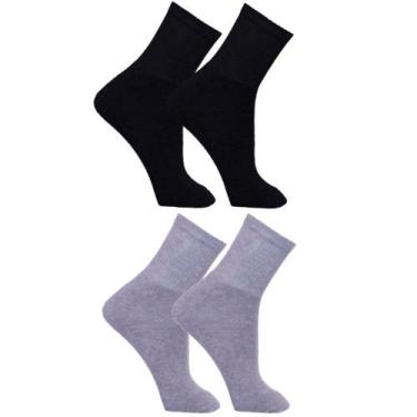 Imagem de Kit Com 02 Pares Meias Masculinas Cano Alto Longo Grossas Em Algodão O