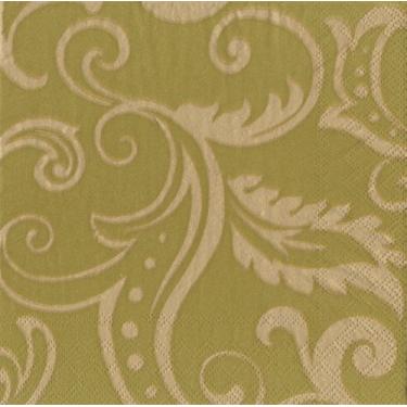 Imagem de Conjunto de 2 pratos de salada de papel quadrado de filigrana da Entertaining with Caspari, verde do Nilo