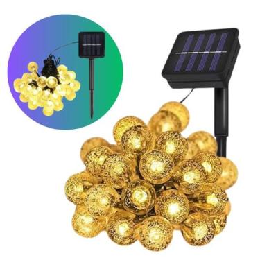 Imagem de Solar Pisca-Pisca 50 Bolas Led Solar Natal Luz Branco Quente - Decorsh