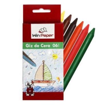 Imagem de Kit 5cxs Giz De Cera 6 Cores Pequeno Desenho Trabalho Escolar Pintar -