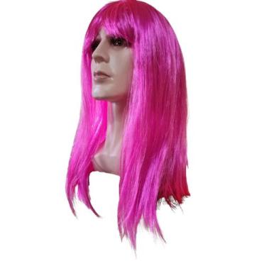 Imagem de Peruca Longa Sintética  Com Franja Rosa Pink 55 Cm - Lynx