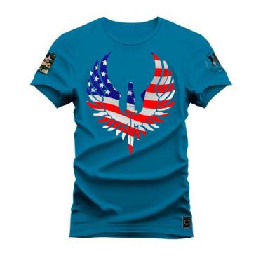 Imagem de Camiseta T-Shirt Algodão Premium 30.1 Brasão American - Nexstar, M, Az