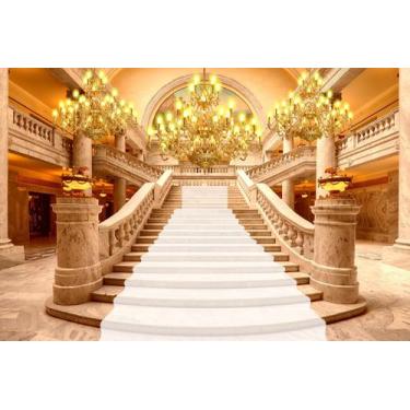 Imagem de Painel de Lona Escadaria Realeza Palácio de Mármore Lustres - 200x150c