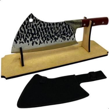 Imagem de Cutelo Profissional Linha Damasco Com bainha Cortar Ossos Carne e Supo