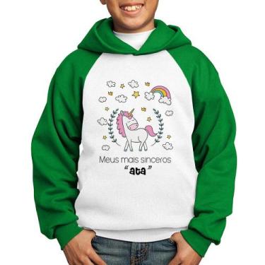 Imagem de Moletom Infantil Meus mais sinceros "ata" - Foca na Moda, Branco, Verd