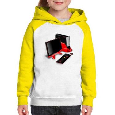 Imagem de Moletom Infantil PC Gamer - Foca na Moda, Branco, Amarelo, 4