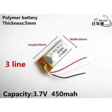 Imagem de Bateria 450 Mah  3,7v  5mm X 20mm X 40mm 3 Fios 502040 - - KMIG