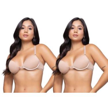 Imagem de Kit 2 Sutiã De Bojo Nadador Liso Abertura Frontal Com Alças Reguláveis