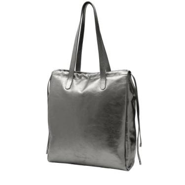 Imagem de Bolsa de Couro Mariart Maxi Rosa, Carbono