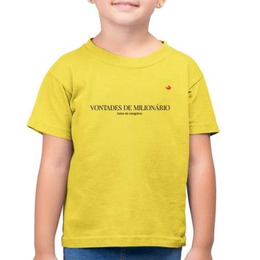 Imagem de Camiseta Algodão Infantil Vontades de milionário, bolso de estagiário 