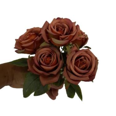 Imagem de Flor artificial buquê com 5 rosas - Carmella Presentes, 30cm