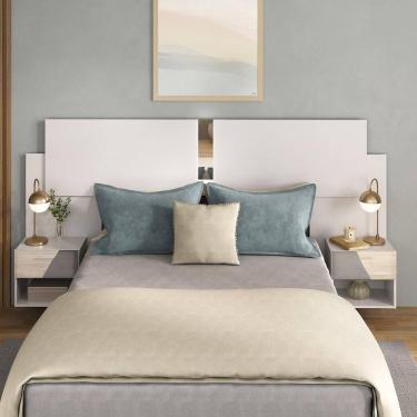 Imagem de Cabeceira Casal/Queen com Espelhos e 2 Mesas de Cabeceira 232cm Multimóveis MP4324