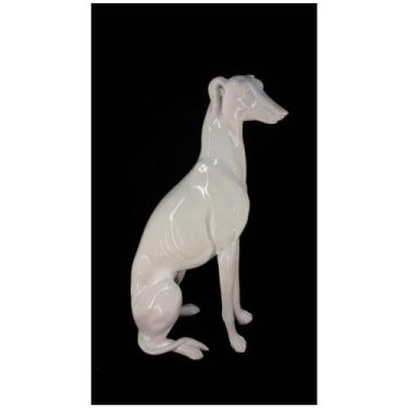 Imagem de Escultura Cachorro 53cm sentado Porcelana Branca Formosa - LUXdécor ca