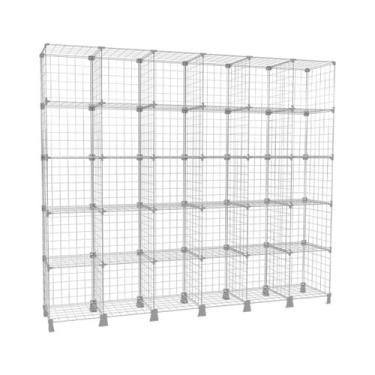 Imagem de Estante Prateleira de Aço Expositor Aramado 30 Nichos Horizontal Branc