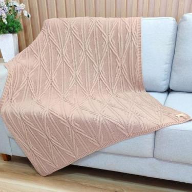 Imagem de Manta Sofa Trico Decorativa 150x90cm Usufruto Tricot c2, ROSA MAC