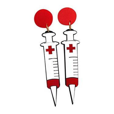 Imagem de CutieJewelry Brincos femininos de plástico com pingente de seringa de agulha de enfermeira novidade para meninas, Plástico