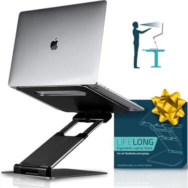 Imagem de Lifelong Suporte ergonômico ajustável para laptop - serve para laptops e MacBooks de 10 a 17 polegadas - Suporte portátil para laptop de mesa