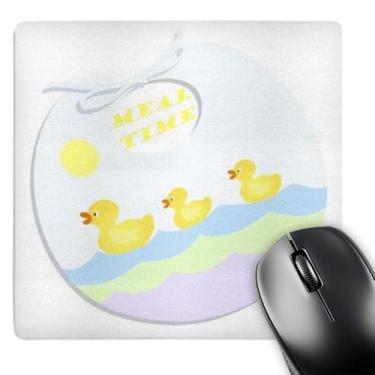 Imagem de 3dRose Mouse pad LLC 20 x 20 x 0,63 cm, 3 babadores de pato dizem hora de refeição (mp_39622_1)
