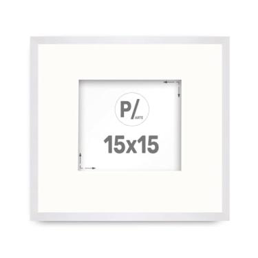 Imagem de Moldura para Arte 15x15 cm Quadro Porta Retrato Com Borda Branca Paspatur