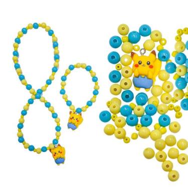 Imagem de Kit missangas para fazer bijuterias divertidas para crianças montar fa
