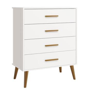 Imagem de Cômoda Gaveteira Retrô Isis Branco Fosco - MoveisAqui